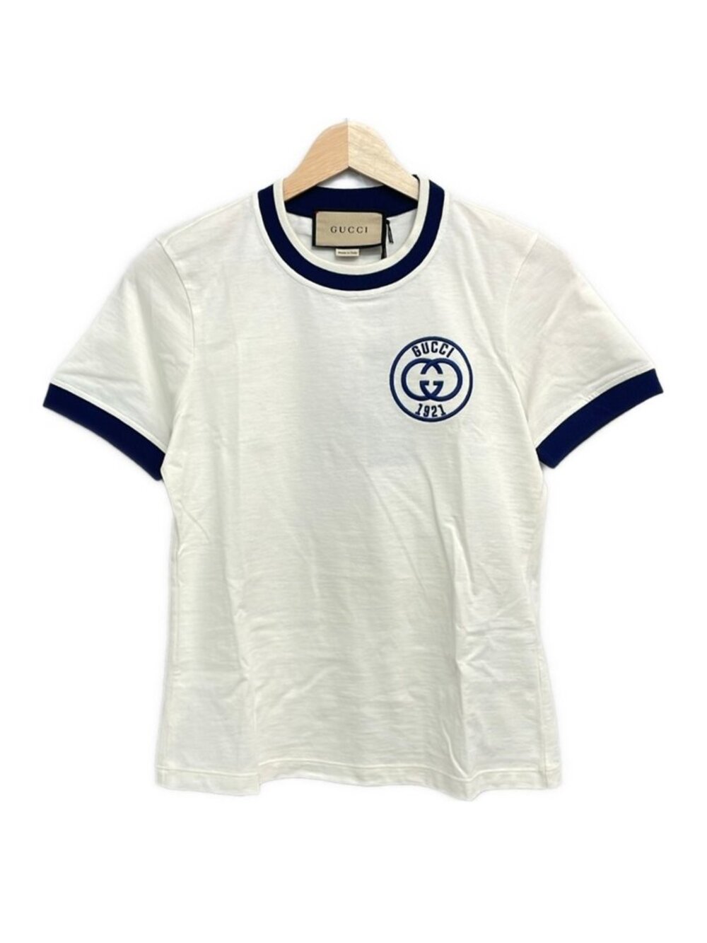 Gucci Short Sleeve T-Shirt Ivory Navy Crew XS